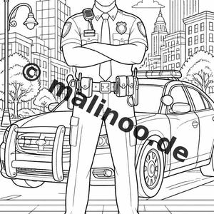 Livro de colorir policial para crianças – 50 páginas para colorir – Download em PDF E1/B5 (DIN-A4) – Presente, atividade para viagens, aniversário, diversão garantida imagem 3