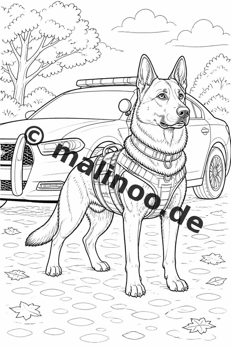 Police Coloring Book PDF Download Digital – 20 Coloring Pages for Children – Book 02 Edition 1 (DIN-A4) image 15