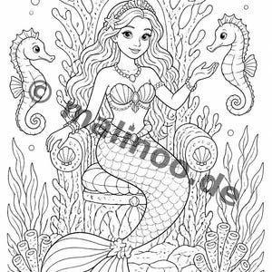 Livre de coloriage et de dessin de sirènes pour enfants – Activité pour les salles d'attente, les cabinets médicaux et les restaurants – 100 pages à colorier (format A4) E3 image 4