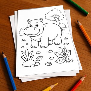 Libro de actividades de hipopótamos para niños – 100 páginas de rompecabezas y actividades – Impreso + hojas sueltas E1/B1 (DIN A4) – Regalo, Actividad imagen 1