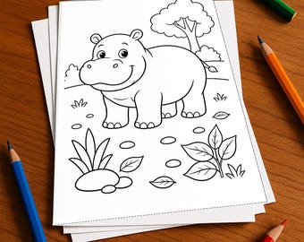 Flusspferde Aktivitätsbuch Kinder – 100 Rätsel- und Aktivitätsseiten – gedruckt+lose E1/B1 (DIN-A4) – Geschenk, Beschäftigung