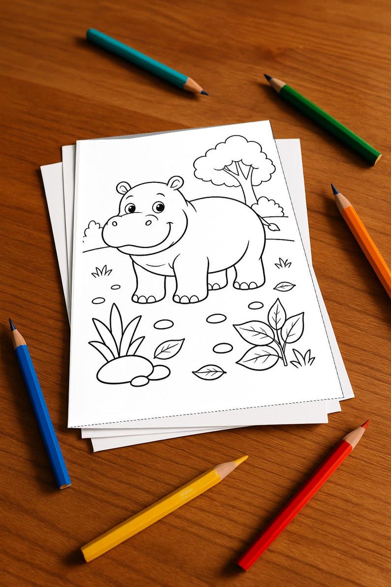 Libro de actividades de hipopótamos para niños – 100 páginas de rompecabezas y actividades – Impreso + hojas sueltas E1/B1 (DIN A4) – Regalo, Actividad imagen 1