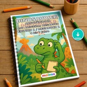 Dinosaurier Aktivitätsbuch PDF Download digital – 100 Rätsel- und Aktivitätsseiten für Kinder – MEGABUCH 01 Edition 1 (DIN-A4) zdjęcie 1