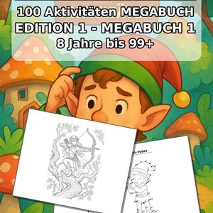 Elves Activity Activity Book for Children – 100 Puzzle and Activity Pages – Printed + Loose E1/B1 (DIN A4) – Gift, Activity image 2