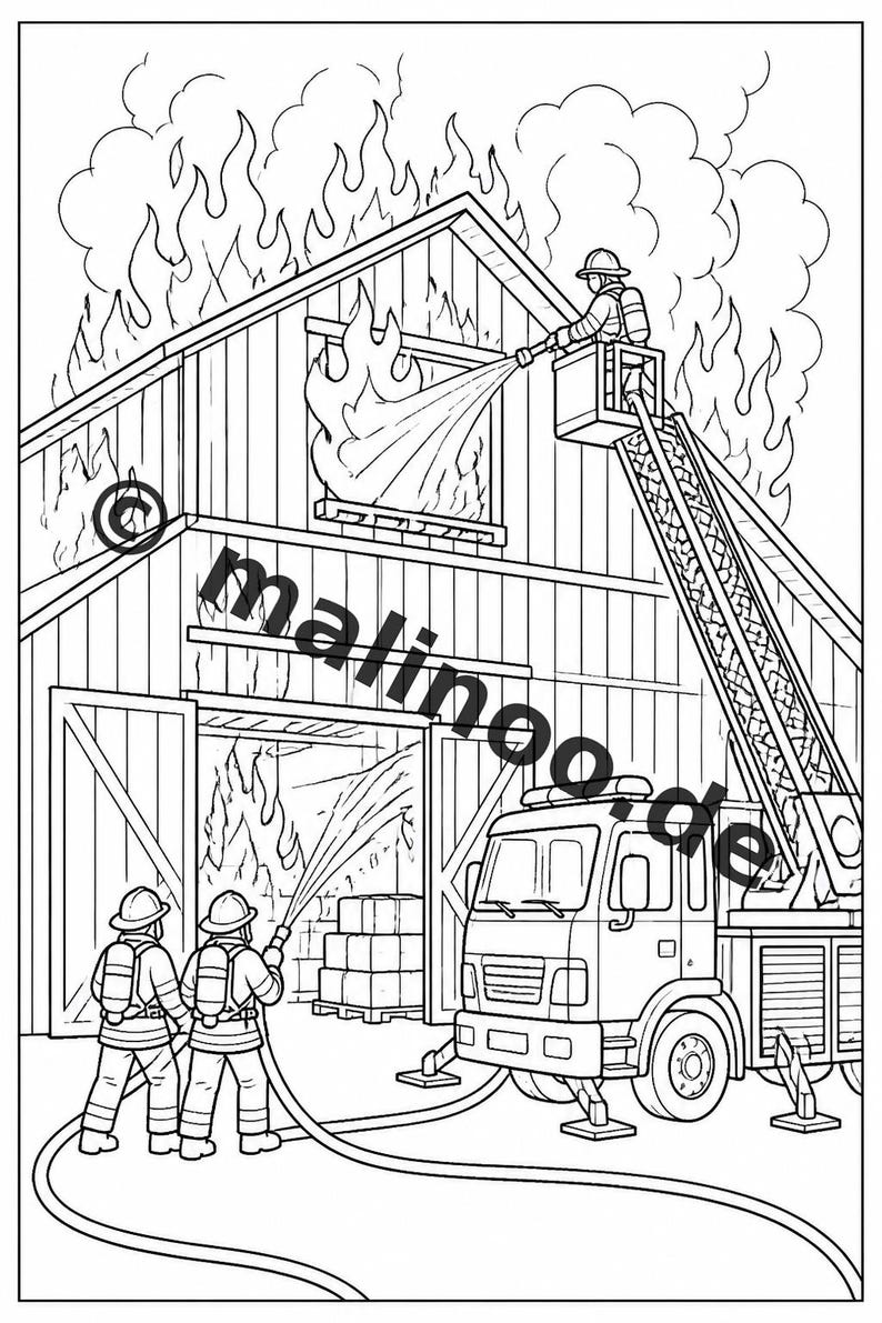 Brandman Målarbok PDF Ladda ner Digitalt – 50 Målarbilder för Barn – Volym 1 Utgåva 1 (DIN A4) bild 17