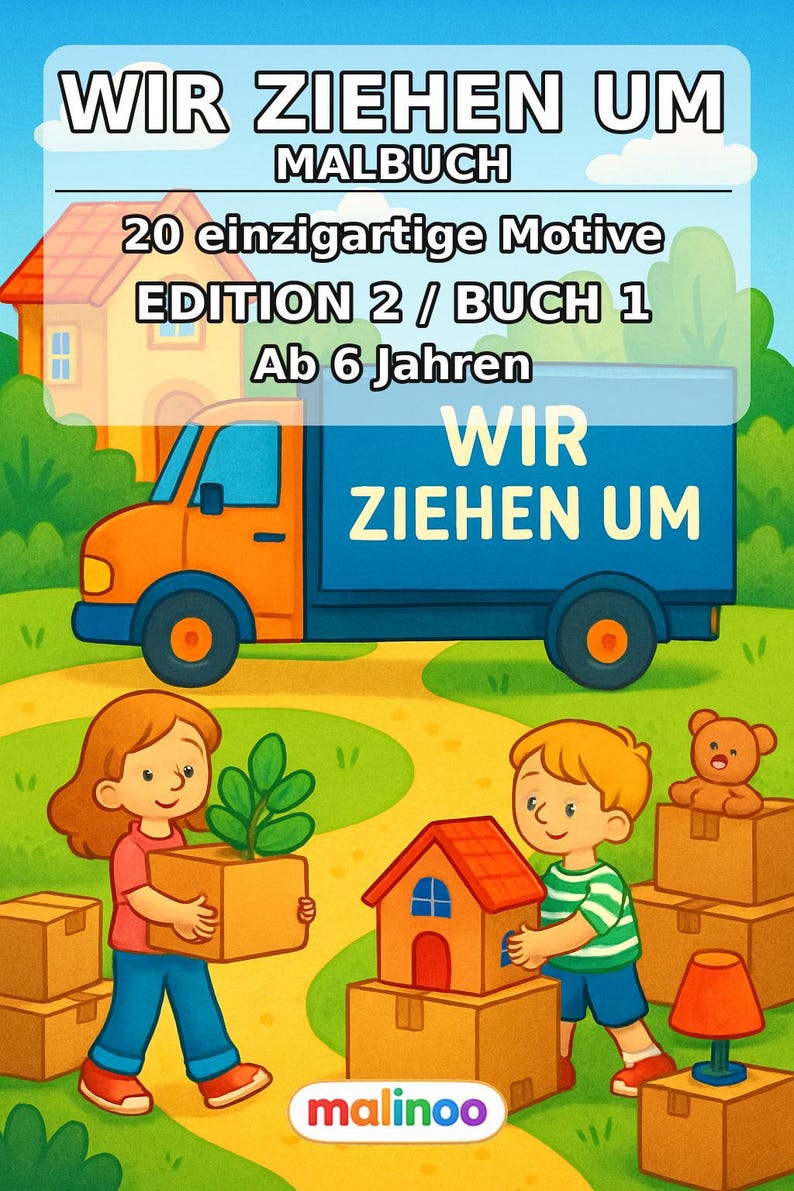 We gaan verhuizen! Printbare kleurplaten voor kinderen vanaf 6 jaar – 20 afbeeldingen om in te kleuren – bevordert de fijne motoriek en concentratie (PDF) E1/B2 afbeelding 2