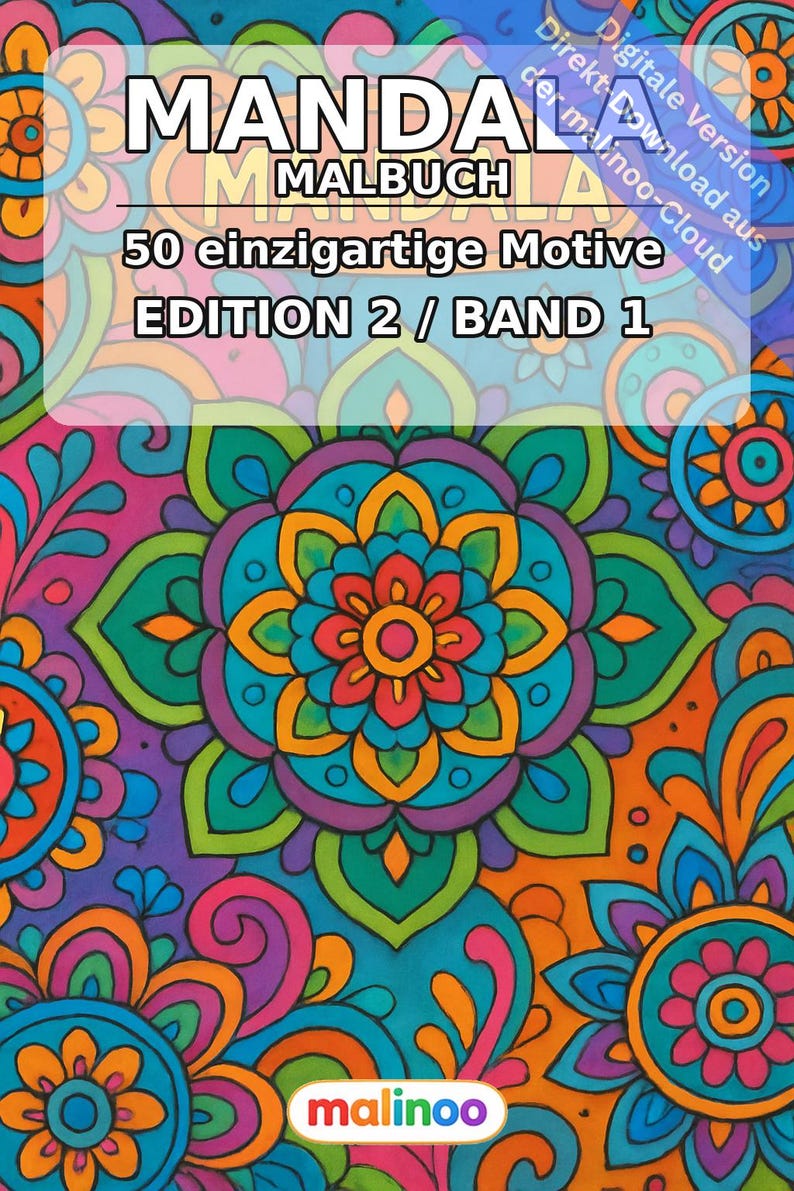 Mandalas Coloring Book for Kids – 50 Coloring Pages – PDF Download E1/B1 (DIN-A4) – Gift, Travel Activity, Birthday, Activity image 2