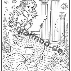 Gift idea for grandchildren and godchildren: Mermaid coloring book with 100 coloring pages (DIN A4) E6 image 14