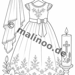 Dibujos para colorear de la Primera Comunión para niños de 6 años en adelante – 20 imágenes para colorear – una actividad para combatir el aburrimiento en días lluviosos (PDF) E1/B1 imagen 4