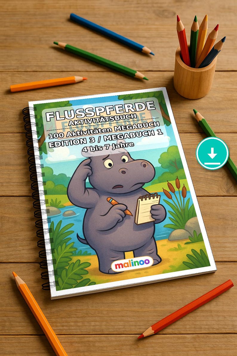 100 Hippo Puzzles for Ages 8 and Up – Birthday Gift for Children – Activity Book as PDF E1 image 1