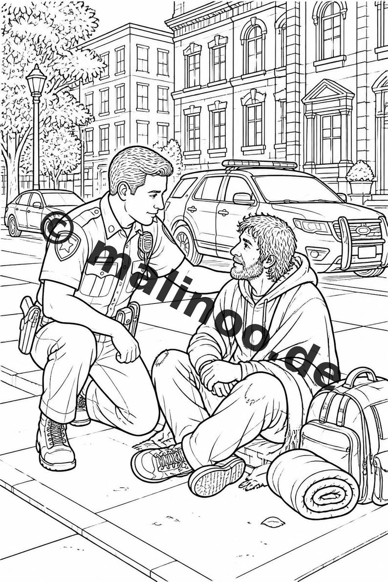 Police Coloring Book PDF Download Digital – 50 Coloring Pages for Children – Volume 1 Edition 1 (DIN A4) image 6