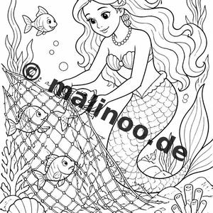 Meerjungfrauen Malbuch PDF Download digital – 100 Ausmalbilder für Kinder – MEGABUCH 01 Edition 1 (DIN-A4) imagem 5