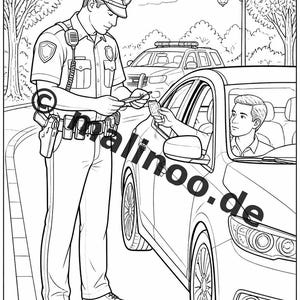 Polizei Malbuch PDF Download digital – 20 Ausmalbilder für Kinder – Buch 04 Edition 1 (DIN-A4) Bild 18