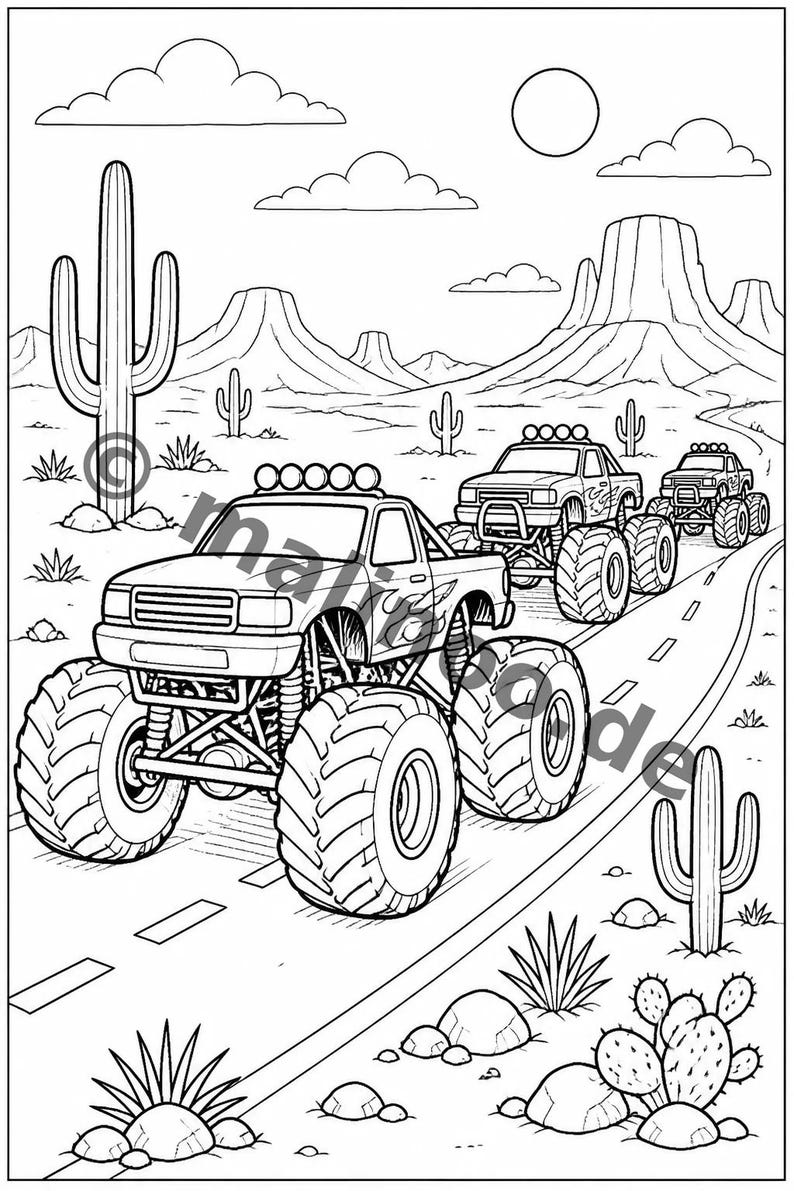 Monster Trucks Activity Book for Children – 100 Puzzle & Activity Pages – Bound or Loose, Edition 03 (DIN A4) – Gift, Activity image 12