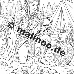 Children's table for weddings, baptisms and communions: Elf coloring book as a PDF with 100 coloring pages E2 image 6