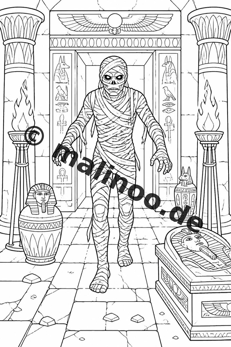 Egypt Coloring Book for Kids – 50 Coloring Pages – PDF Download E1/B4 (DIN-A4) – Gift, Travel Activity, Birthday, Activity image 8