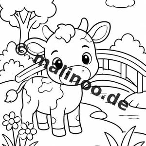 Dierenkleurboek voor kinderen – 50 kleurplaten – PDF-download E1/B1 (DIN-A4) – Cadeau, reisactiviteit, verjaardag, knutselactiviteit afbeelding 7