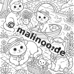 猫の塗り絵ブック PDF デジタル版ダウンロード – 子供向け塗り絵ページ100枚 – メガブック01 第1版 (DIN A4) 画像 4
