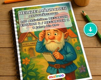 Livre d'activités Heinzelmännchen pour enfants – 100 pages de jeux et d'activités – Téléchargement PDF E1/B1 (DIN-A4) – Cadeau, Activités