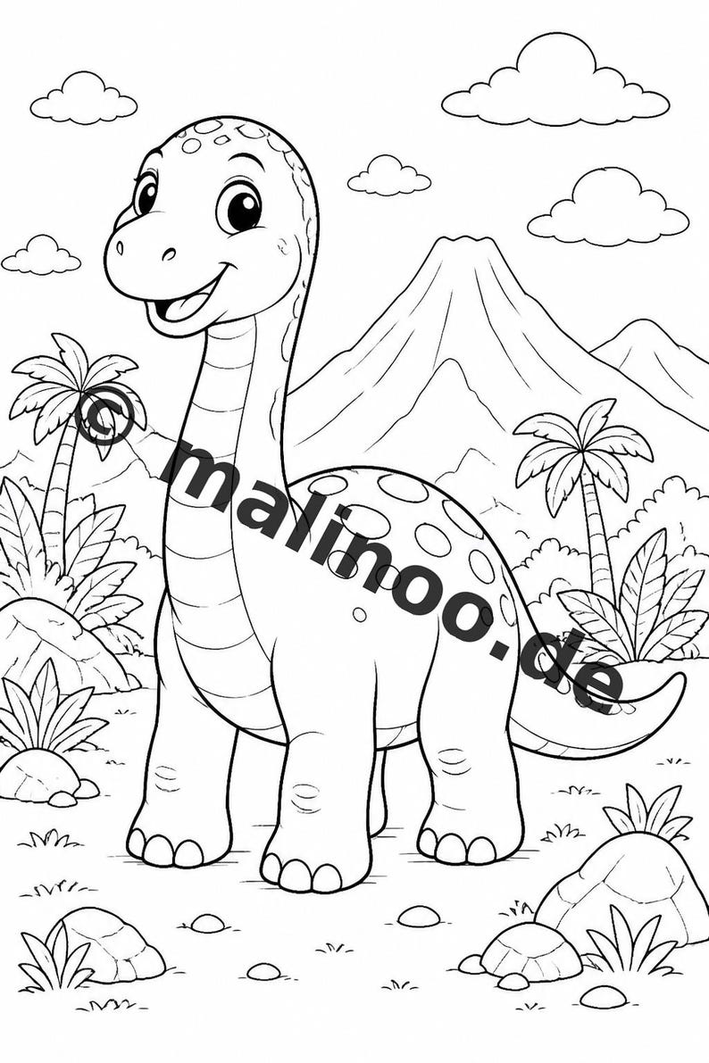 Libro para colorear de dinosaurios bebés en formato PDF (descarga digital): 100 páginas para colorear para niños – MEGA LIBRO 01 Edición 1 (DIN A4) imagen 9