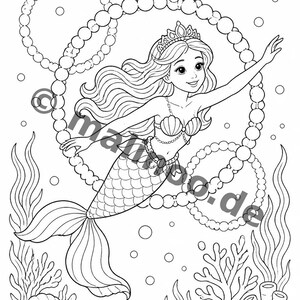 Livre de coloriage et de dessin de sirènes pour enfants – Activité pour les salles d'attente, les cabinets médicaux et les restaurants – 100 pages à colorier (format A4) E3 image 16