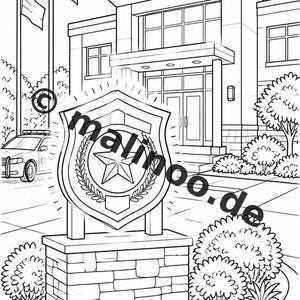 Livro de colorir policial para crianças – 50 páginas para colorir – Download em PDF E1/B5 (DIN-A4) – Presente, atividade para viagens, aniversário, diversão garantida imagem 10