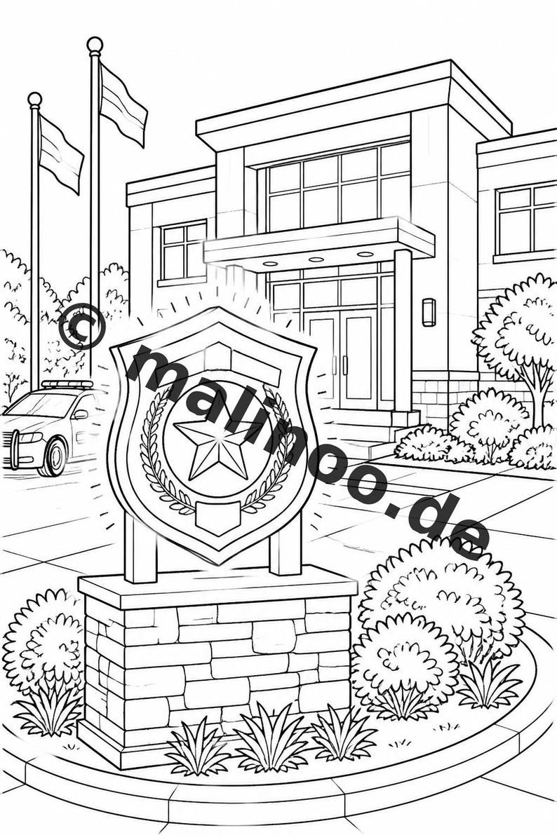 Livro de colorir policial para crianças – 50 páginas para colorir – Download em PDF E1/B5 (DIN-A4) – Presente, atividade para viagens, aniversário, diversão garantida imagem 10
