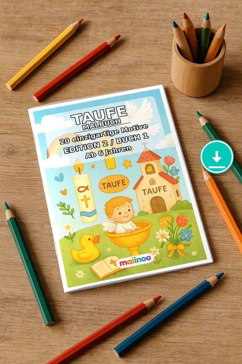 Baptism coloring pages for children – gift for starting school and school cone – 20 coloring pages (PDF) E1/B2 image 1
