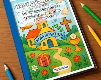 Geschenk für große Schwester und großen Bruder: Konfirmation Malbuch zum Ausmalen mit 50 Ausmalbildern (DIN-A4) E3/B1-2