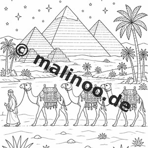 Ägypten Malbuch Kinder – 100 Ausmalbilder – PDF Download E1/B4 (DIN-A4) – Geschenk, Beschäftigung, Adventskalender, Geburtstag Bild 6