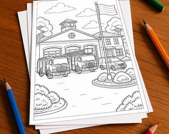 消防士の塗り絵、印刷済み、製本なし – 子供向け塗り絵50ページ – 第6巻、第1版（DIN A4サイズ）