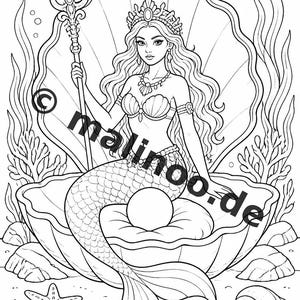 Meerjungfrauen Malbuch PDF Download digital – 100 Ausmalbilder für Kinder – MEGABUCH 01 Edition 1 (DIN-A4) imagem 7