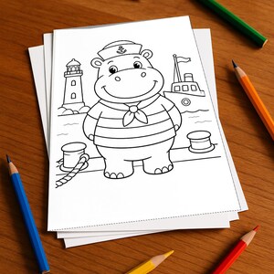 Hippos Activity Book for Children – 100 Puzzle and Activity Pages – Printed + Loose E1/B1 (DIN A4) – Gift, Activity image 1
