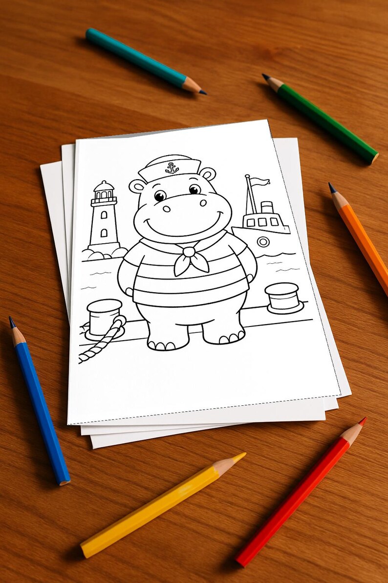 Hippos Activity Book for Children – 100 Puzzle and Activity Pages – Printed + Loose E1/B1 (DIN A4) – Gift, Activity image 1