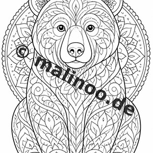 Mandalas Coloring Book for Kids – 50 Coloring Pages – PDF Download E1/B1 (DIN-A4) – Gift, Travel Activity, Birthday, Activity image 7