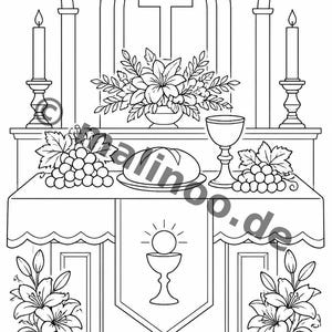 Communion coloring pages to print for children – Children's activities in restaurants and at the pediatrician's office – 20 coloring pages (PDF) E1/B2 image 6