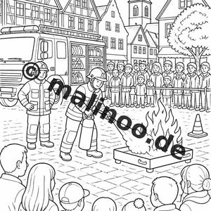 Libro da colorare dei pompieri in formato PDF - Download digitale - 20 pagine da colorare per bambini - Libro 02 Edizione 1 (DIN-A4) immagine 20