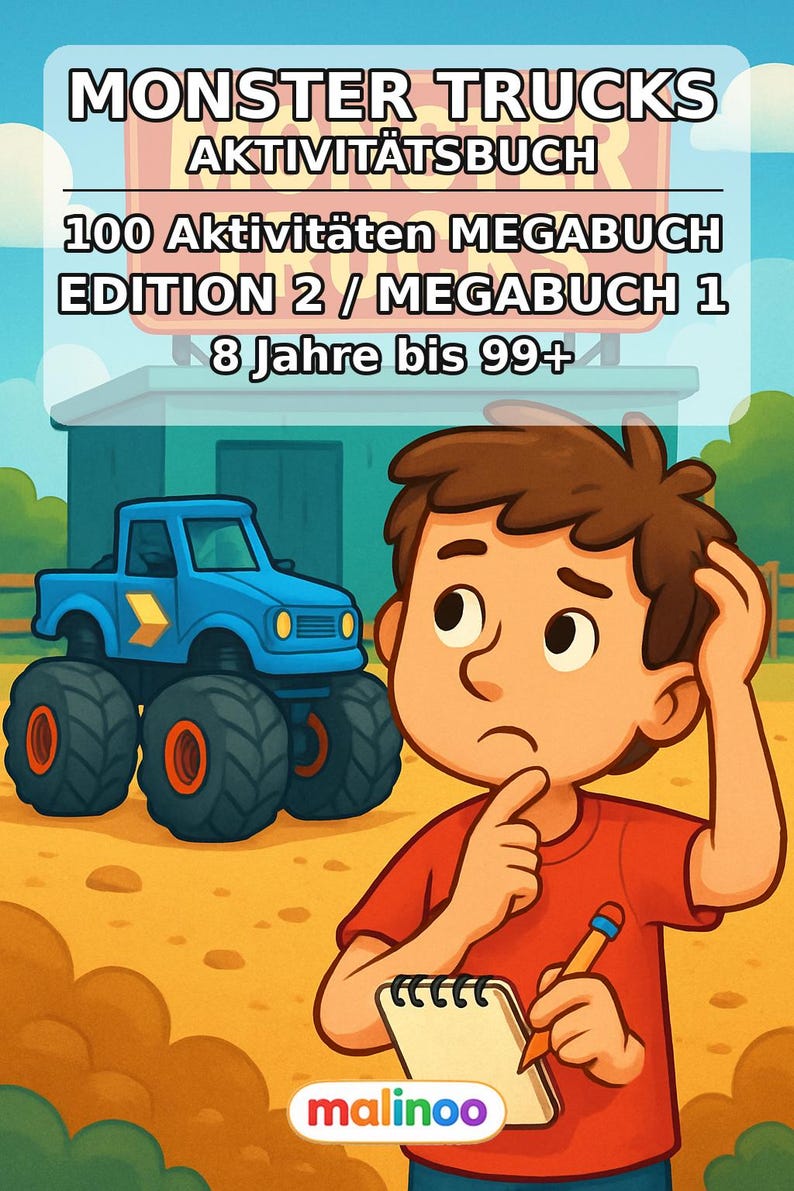 Monster Trucks Aktivitätsbuch Kinder – 100 Rätsel- & Aktivitätsseiten – gebunden oder lose, Edition 02 (DIN-A4) – Geschenk, Beschäftigung imagem 2