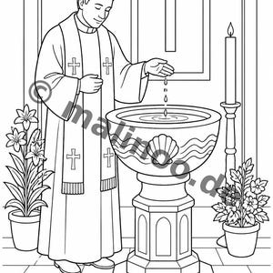 Baptism coloring pages for children – gift for starting school and school cone – 20 coloring pages (PDF) E1/B2 image 11