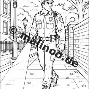 Police Coloring Book for Kids – 100 Coloring Pages – PDF Download E1/B4 (DIN-A4) – Gift, Activity, Advent Calendar, Birthday image 5
