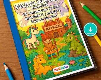 Mythical Creatures Coloring Book for Kids – 50 Coloring Pages – PDF Download E1/B6 (DIN-A4) – Gift, Travel Activity, Birthday, Activity