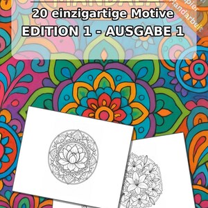 Libro para colorear de mandalas, impreso, sin encuadernar – 20 páginas para colorear para niños – Libro 01 Edición 1 (DIN A4) imagen 2