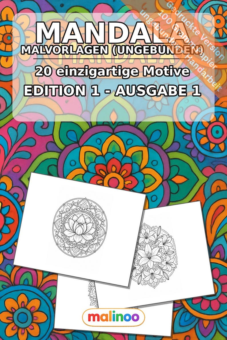 Libro para colorear de mandalas, impreso, sin encuadernar – 20 páginas para colorear para niños – Libro 01 Edición 1 (DIN A4) imagen 2