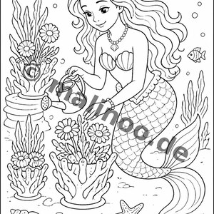 Gift idea for grandchildren and godchildren: Mermaid coloring book with 100 coloring pages (DIN A4) E6 image 17