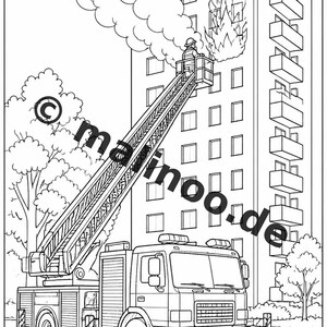 Feuer Malbuch Kinder – 20 Ausmalbilder – PDF Download E1/B3 (DIN-A4) – Mitgebsel, Geschenk, Kindergeburtstag, Gastgeschenk Bild 10