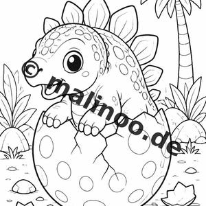 Baby Dinosaur Coloring Book PDF Download Digital – 20 Coloring Pages for Children – Book 02 Edition 1 (DIN A4) image 8