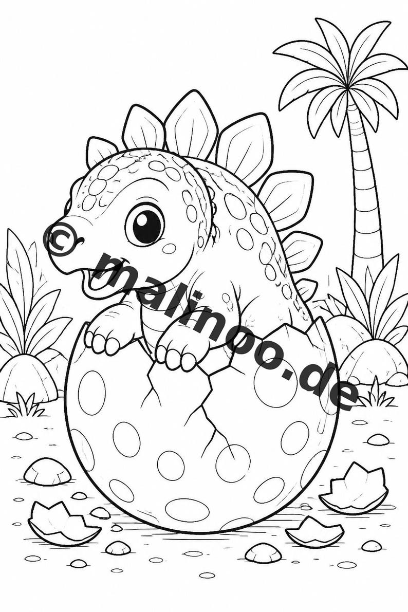 Baby Dinosaur Coloring Book PDF Download Digital – 20 Coloring Pages for Children – Book 02 Edition 1 (DIN A4) image 8