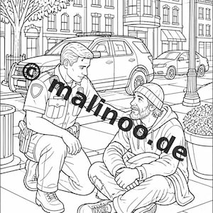 Livro de colorir policial para crianças – 50 páginas para colorir – Download em PDF E1/B5 (DIN-A4) – Presente, atividade para viagens, aniversário, diversão garantida imagem 6