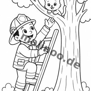 Feuerwehr Comic-Style Malbuch zum Ausmalen für Kinder – ruhige Beschäftigung für Regentage zu Hause – 50 Ausmalbilder (DIN-A4) E2/B1-2 afbeelding 5