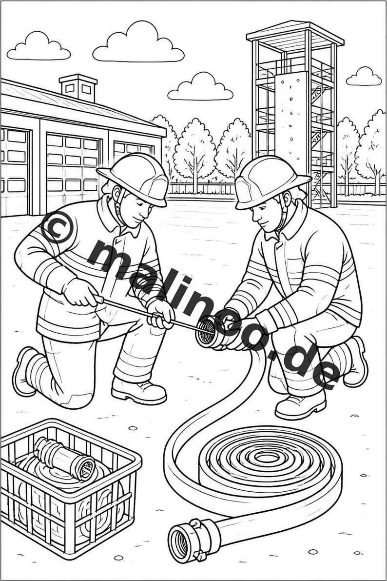 Feuerwehr Malbuch PDF Download digital – 50 Ausmalbilder für Kinder – Band 03 Edition 1 (DIN-A4) Bild 16